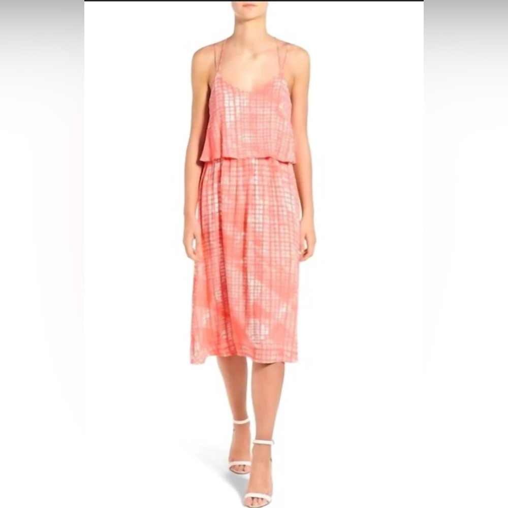 Cupcakes & Cashmere Pink and White Pleated Midi Dress